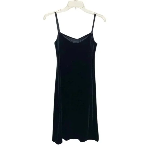 Ralph Lauren Black Velvet Sleeveless Y2K Night Out Prom Wedding Midi Dress M - Picture 3 of 9